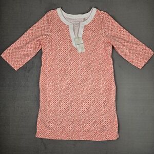 TOMMY BAHAMA‎ Islandzone Aubrey Tile Isle Tunic Womens Large Top Coral White NWT
